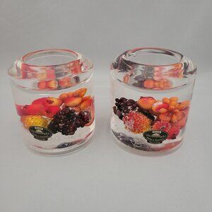 Gilde Dreamlight Pair Set 2 Glass Tea Light Votive Candle Holder Wild Berry Fall
